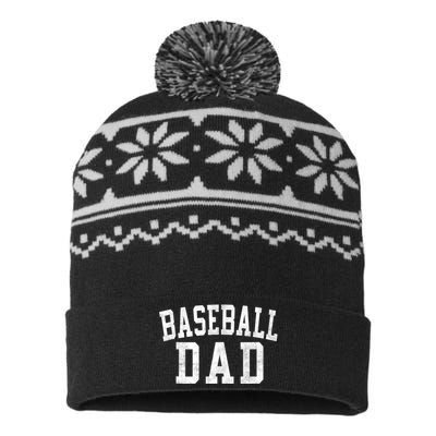 Baseball Dad Classic Bold Font FatherS Day Daddy USA-Made Snowflake Beanie