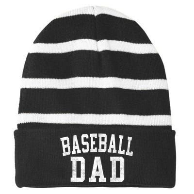 Baseball Dad Classic Bold Font FatherS Day Daddy Striped Beanie with Solid Band