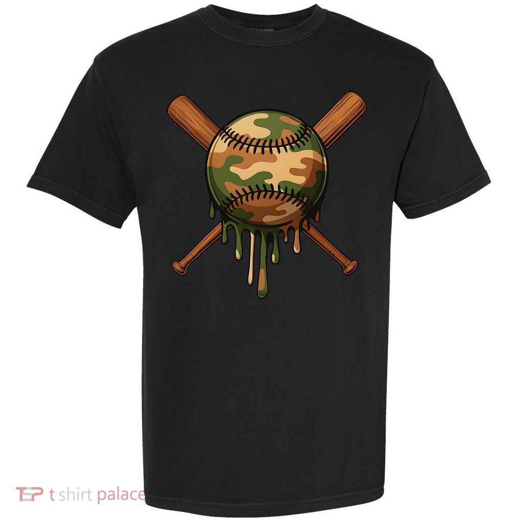 Baseball Drip Camo Home Plate Sports Cool Game Day Drip Garment-Dyed Heavyweight T-Shirt