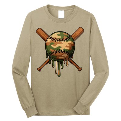 Baseball Drip Camo Home Plate Sports Cool Game Day Drip Long Sleeve Shirt