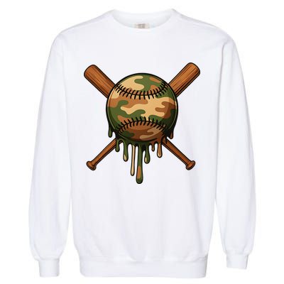 Baseball Drip Camo Home Plate Sports Cool Game Day Drip Garment-Dyed Sweatshirt