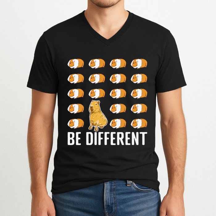 Be different Capybaras Funny Capibara Rodent Capybara  V-Neck T-Shirt