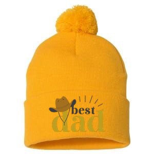 Best Dad Cowboy Pom Pom 12in Knit Beanie