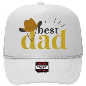 Best Dad Cowboy High Crown Mesh Back Trucker Hat