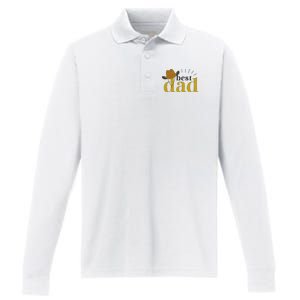 Best Dad Cowboy Performance Long Sleeve Polo