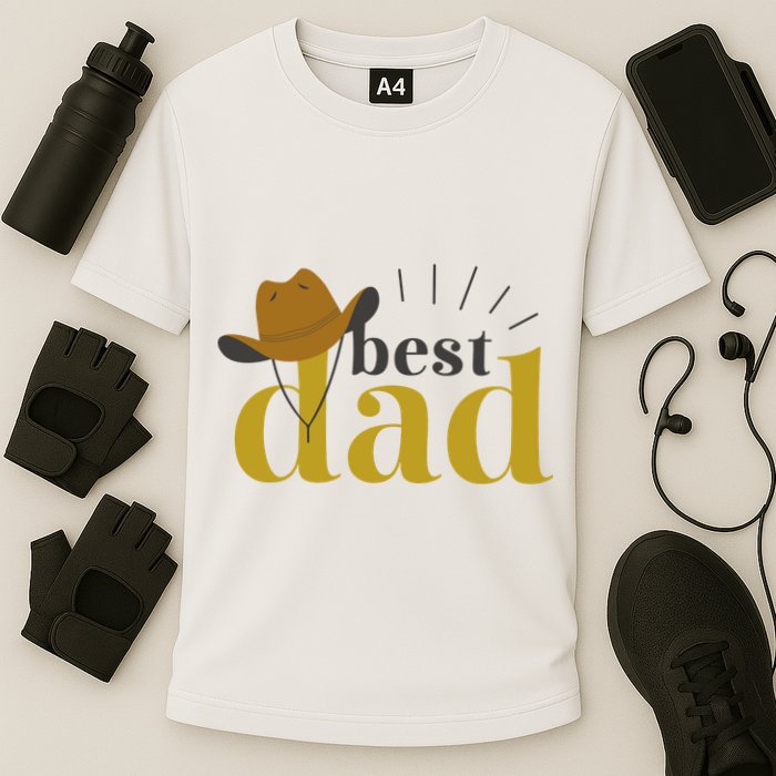 Best Dad Cowboy Cooling Performance Crew T-Shirt