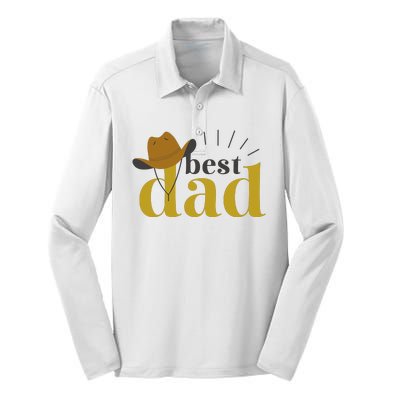 Best Dad Cowboy Silk Touch Performance Long Sleeve Polo