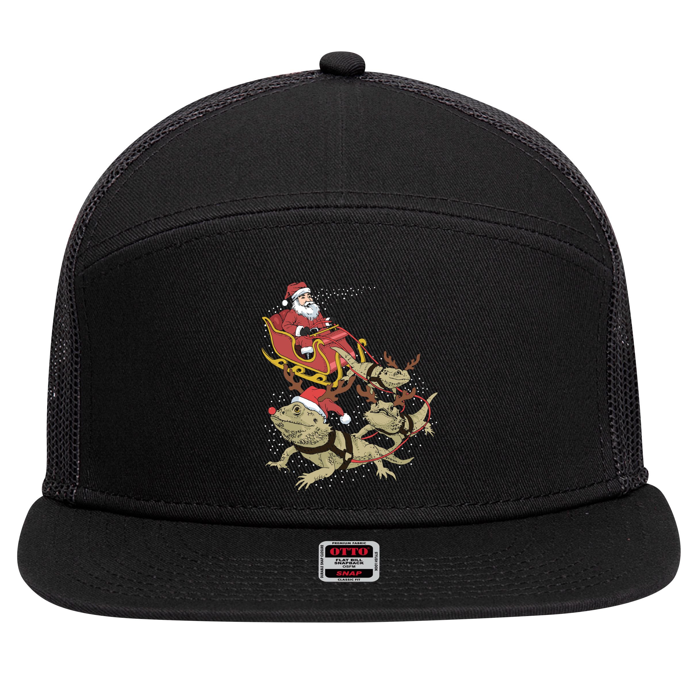 Bearded Dragon Christmas 7 Panel Mesh Trucker Snapback Hat
