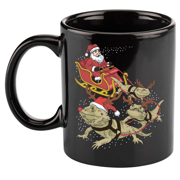 Bearded Dragon Christmas 11oz C Handle Ceramic Mug