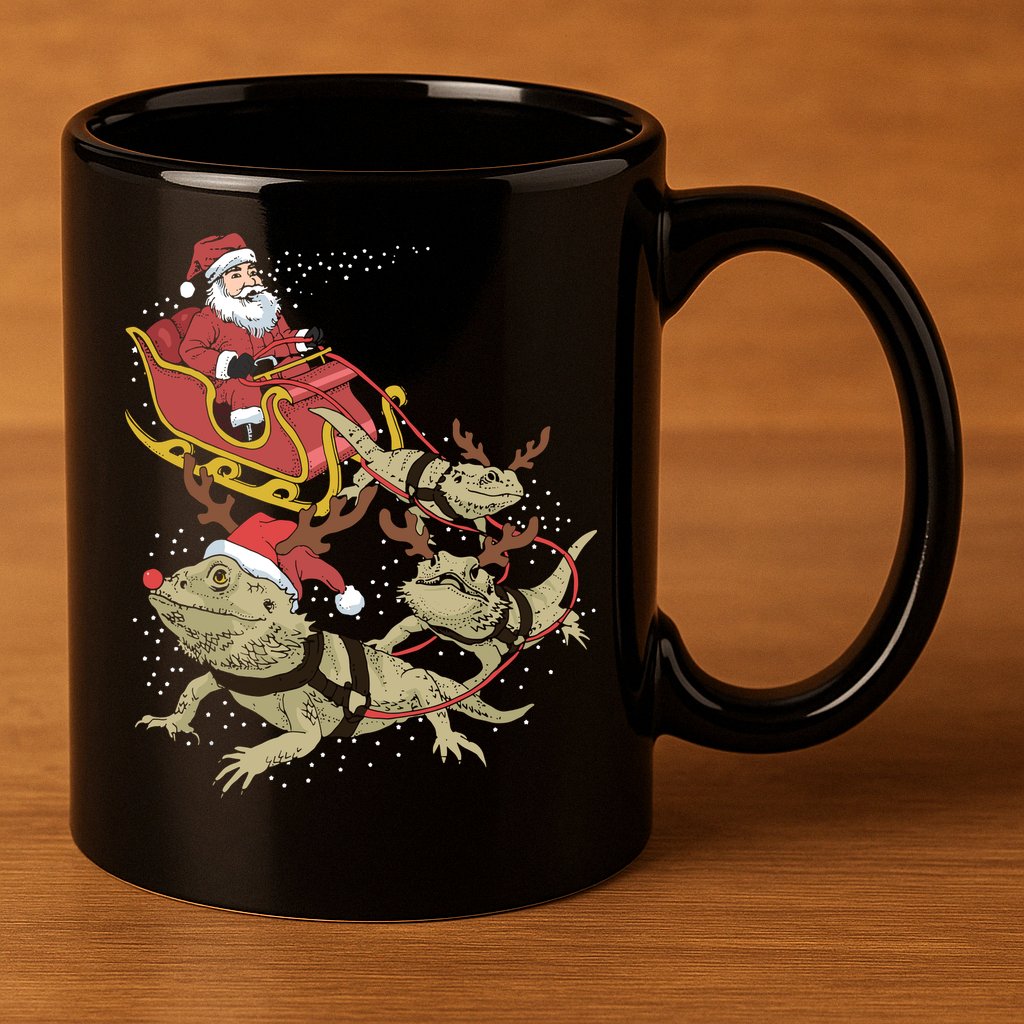 Bearded Dragon Christmas 11oz C Handle Ceramic Mug