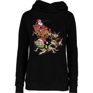 Bearded Dragon Christmas Womens Funnel Neck Pullover Hood