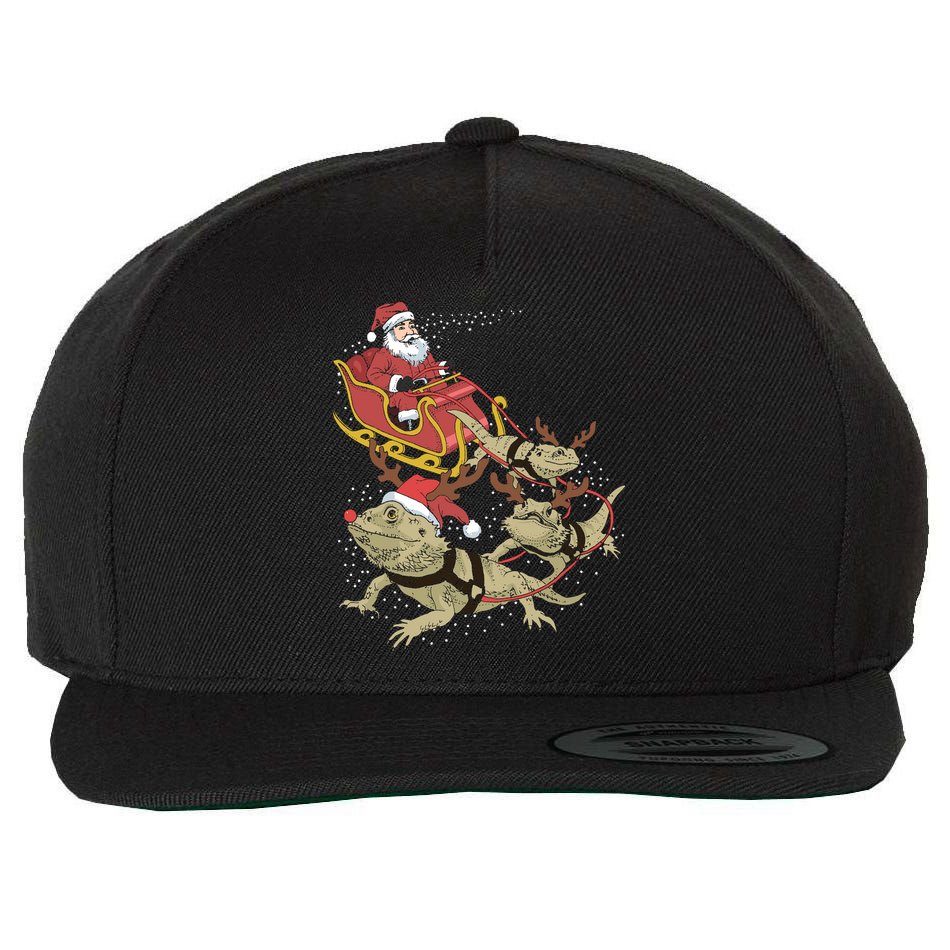 Bearded Dragon Christmas Wool Snapback Cap