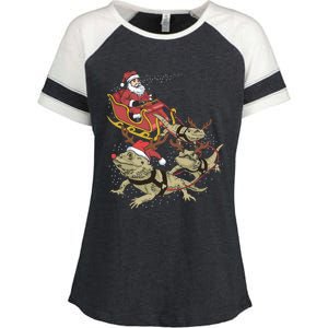 Bearded Dragon Christmas Enza Ladies Jersey Colorblock Tee