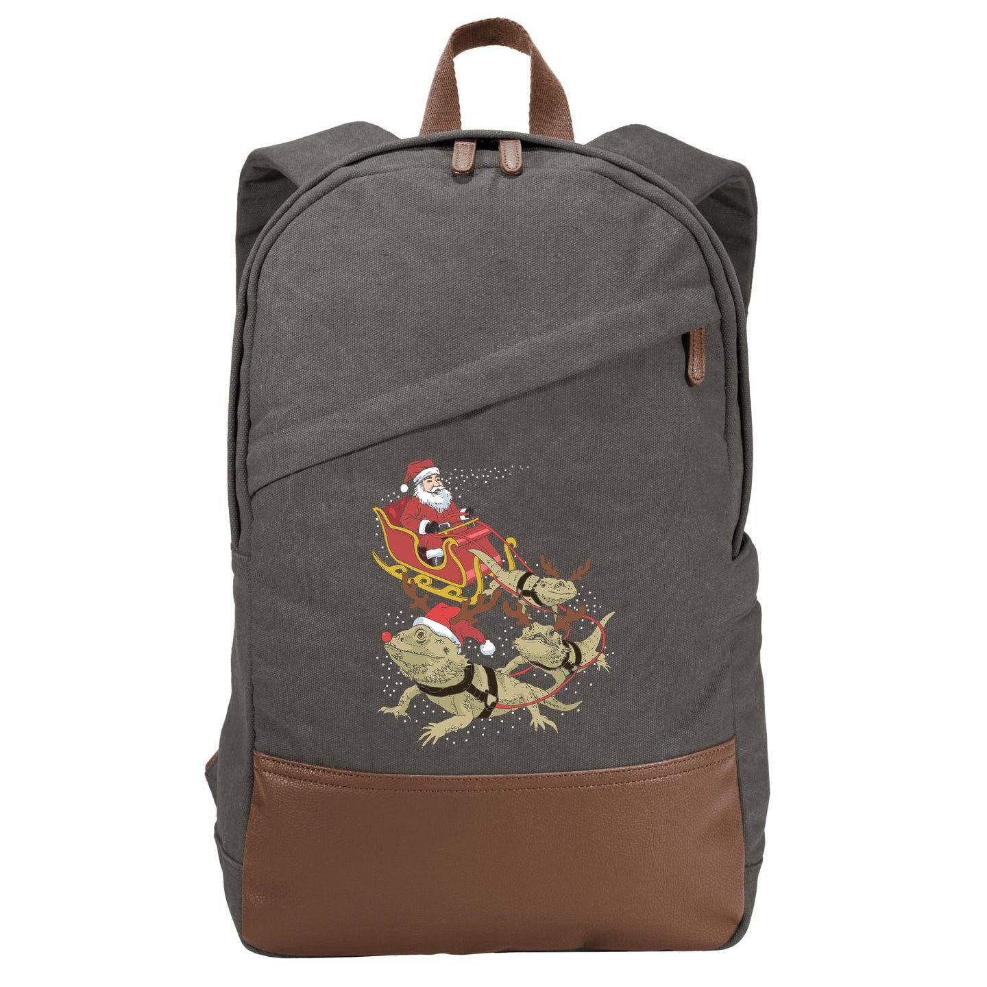 Bearded Dragon Christmas Cotton Canvas Backpack