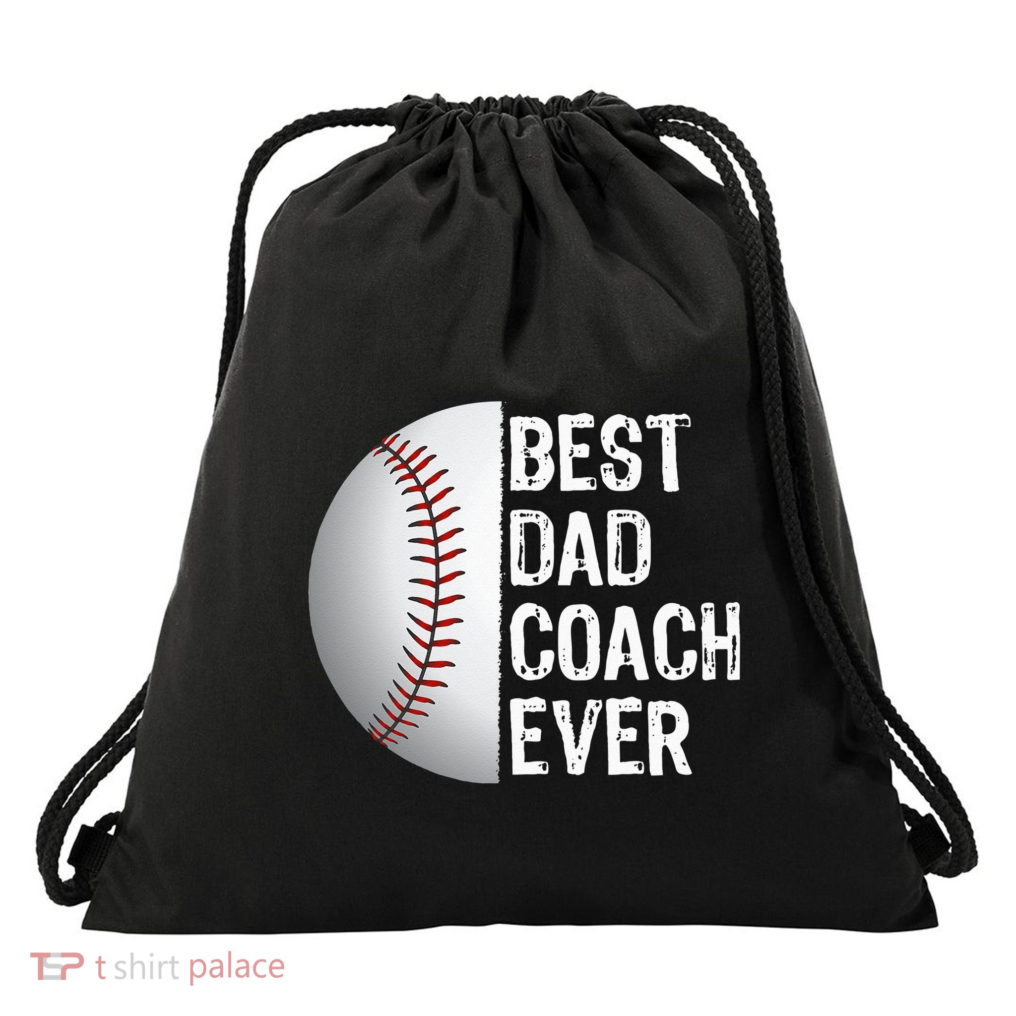 Best Dad Coach Ever Funny Baseball Tee For Sport Lovers Drawstring Bag