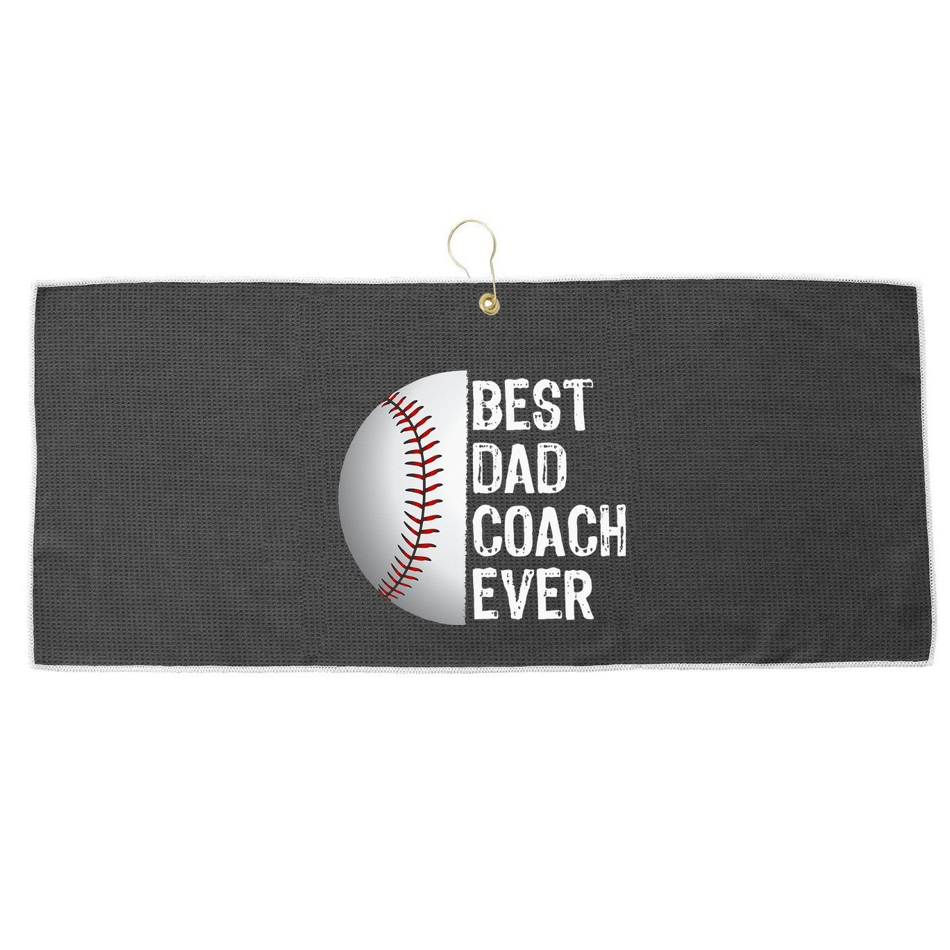 Best Dad Coach Ever Funny Baseball Tee For Sport Lovers Large Microfiber Waffle Golf Towel