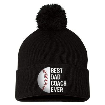 Best Dad Coach Ever Funny Baseball Tee For Sport Lovers Pom Pom 12in Knit Beanie