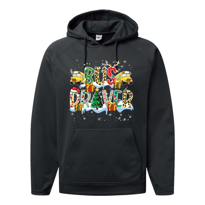 Bus Driver Christmas School Bus Driver Xmas Party Performance Fleece Hoodie