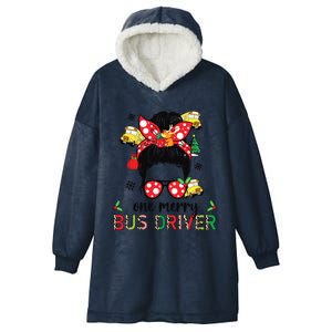 Bus Driver Christmas School Bus Driver Xmas Party Messy Bun Hooded Wearable Blanket