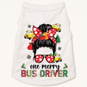 Bus Driver Christmas School Bus Driver Xmas Party Messy Bun Doggie Tank