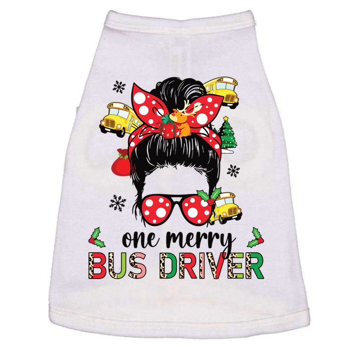 Bus Driver Christmas School Bus Driver Xmas Party Messy Bun Doggie Tank