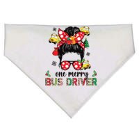 Bus Driver Christmas School Bus Driver Xmas Party Messy Bun USA-Made Doggie Bandana