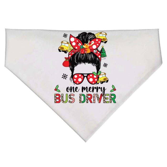 Bus Driver Christmas School Bus Driver Xmas Party Messy Bun USA-Made Doggie Bandana