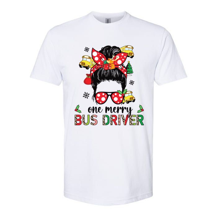 Bus Driver Christmas School Bus Driver Xmas Party Messy Bun Softstyle CVC T-Shirt