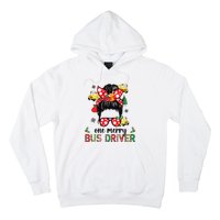 Bus Driver Christmas School Bus Driver Xmas Party Messy Bun Hoodie