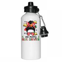 Bus Driver Christmas School Bus Driver Xmas Party Messy Bun Aluminum Water Bottle