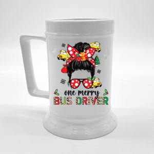 Bus Driver Christmas School Bus Driver Xmas Party Messy Bun Beer Stein