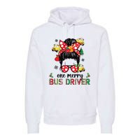 Bus Driver Christmas School Bus Driver Xmas Party Messy Bun Premium Hoodie