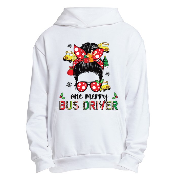 Bus Driver Christmas School Bus Driver Xmas Party Messy Bun Urban Pullover Hoodie