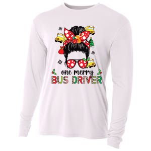 Bus Driver Christmas School Bus Driver Xmas Party Messy Bun Cooling Performance Long Sleeve Crew