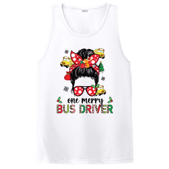 Bus Driver Christmas School Bus Driver Xmas Party Messy Bun PosiCharge Competitor Tank