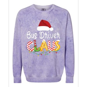 Bus Driver Claus Santa Hat Xmas Light Christmas Bus Driver Colorblast Crewneck Sweatshirt