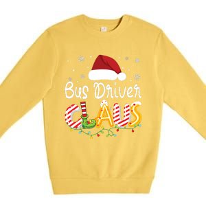 Bus Driver Claus Santa Hat Xmas Light Christmas Bus Driver Premium Crewneck Sweatshirt