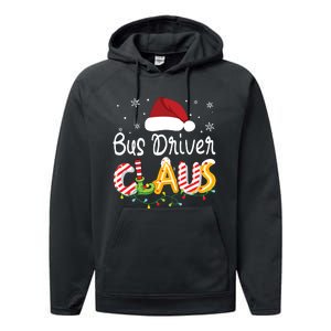 Bus Driver Claus Santa Hat Xmas Light Christmas Bus Driver Performance Fleece Hoodie