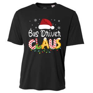 Bus Driver Claus Santa Hat Xmas Light Christmas Bus Driver Cooling Performance Crew T-Shirt