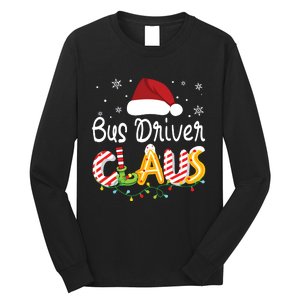 Bus Driver Claus Santa Hat Xmas Light Christmas Bus Driver Long Sleeve Shirt