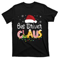 Bus Driver Claus Santa Hat Xmas Light Christmas Bus Driver T-Shirt