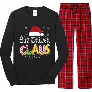 Bus Driver Claus Santa Hat Xmas Light Christmas Bus Driver Long Sleeve Pajama Set