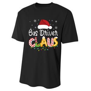 Bus Driver Claus Santa Hat Xmas Light Christmas Bus Driver Performance Sprint T-Shirt