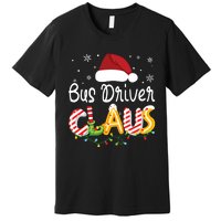 Bus Driver Claus Santa Hat Xmas Light Christmas Bus Driver Premium T-Shirt