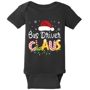 Bus Driver Claus Santa Hat Xmas Light Christmas Bus Driver Baby Bodysuit