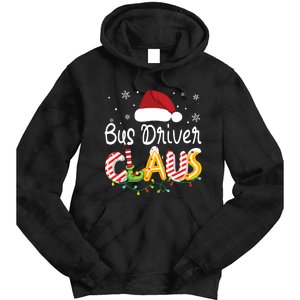 Bus Driver Claus Santa Hat Xmas Light Christmas Bus Driver Tie Dye Hoodie