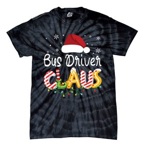 Bus Driver Claus Santa Hat Xmas Light Christmas Bus Driver Tie-Dye T-Shirt