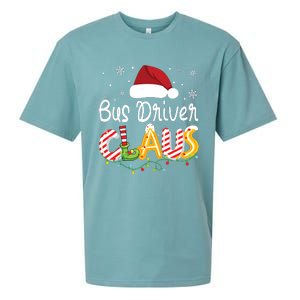 Bus Driver Claus Santa Hat Xmas Light Christmas Bus Driver Sueded Cloud Jersey T-Shirt