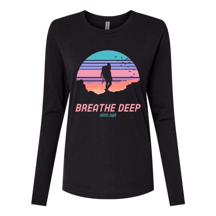 Breathe Deep Climb High Hiking Camping Backpacking Womens Cotton Relaxed Long Sleeve T-Shirt