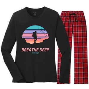 Breathe Deep Climb High Hiking Camping Backpacking Women's Long Sleeve Flannel Pajama Set 